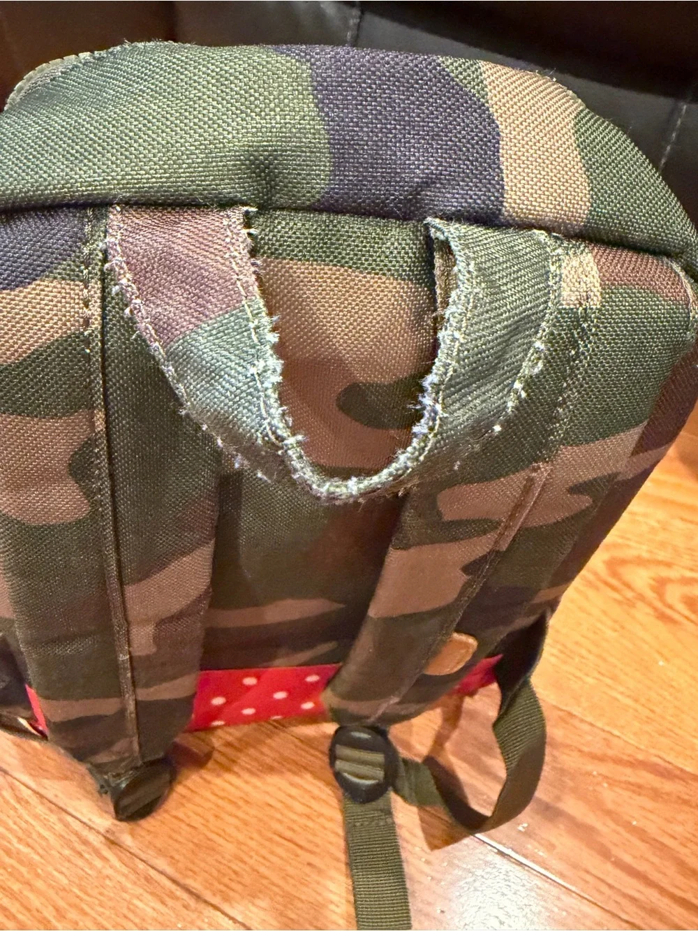 Vintage Herschel Supply Co. Youth Camo Backpack Red Polka Dot